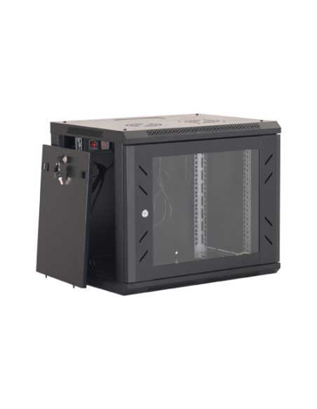 Rack perete 9U 19'' 600x450, capacitate incarcare 80 Kg, negru - ASYTECH Networking ASY-9U-6045W