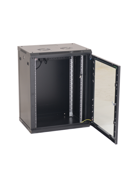 Rack perete 18U 19' 600x450, capacitate incarcare 80 Kg, negru - ASYTECH Networking ASY-18U-6045W