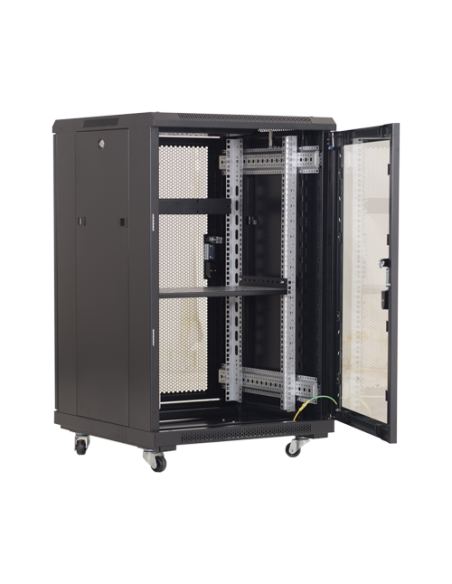 Rack podea 22U 19' 600x600, capacitate incarcare 500 Kg, negru - ASYTECH Networking ASY-22U-6060E