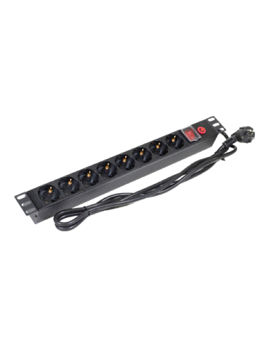 PDU 8 prize Shuko, 19'', 1U, aluminiu cu protectie - ASYTECH Networking ASY-PDU-8