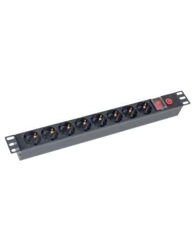 PDU 8 prize Shuko, 19'', 1U, aluminiu cu protectie - ASYTECH Networking ASY-PDU-8