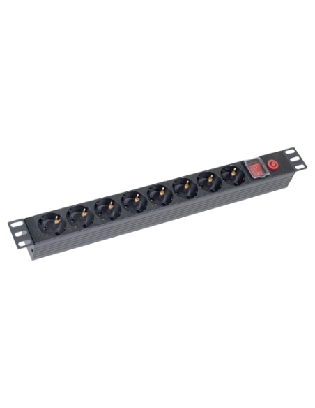 PDU 8 prize Shuko, 19'', 1U, aluminiu cu protectie - ASYTECH Networking ASY-PDU-8