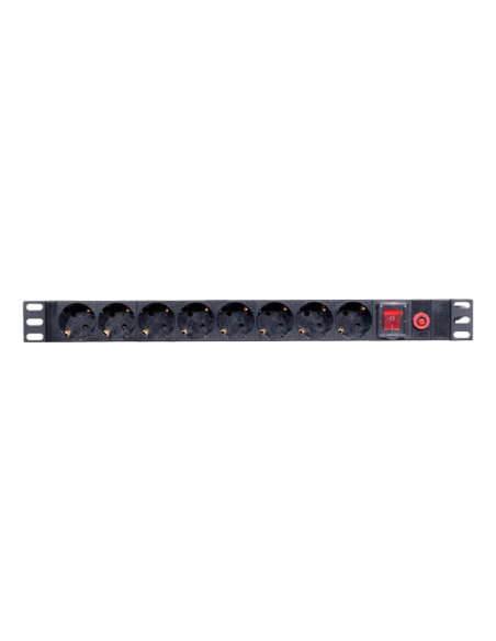 PDU 8 prize Shuko, 19'', 1U, aluminiu cu protectie - ASYTECH Networking ASY-PDU-8