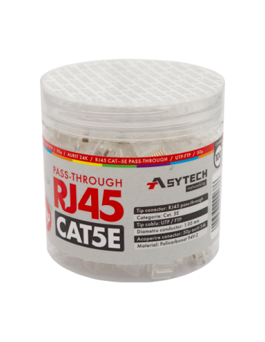Mufa RJ-45 UTP Cat.5e EZ Passthrough, 50Âµ (100 buc) RJ45-CAT5E-EZ-50U-JAR