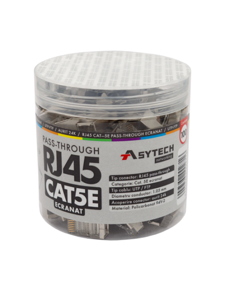 Mufa RJ-45 FTP Cat.5e EZ Passthrough, ecranata (100 buc) RJ45M-CAT5-EZ-JAR