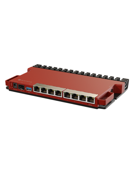 Router 8 porturi Gigabit, 1 port PoE IN, 1 port PoE Out, SFP 2.5G, NAND, USB, 1U - MikroTik L009UiGS-RM