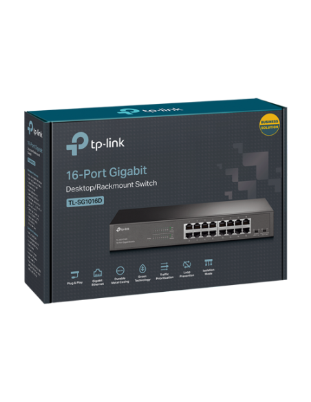 Switch L2, 16 x RJ45 1G, Unmanaged - TP-Link TL-SG1016D