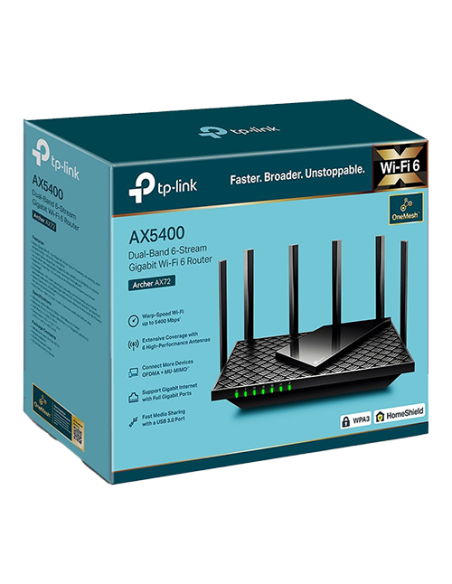 Router wireless TP-Link ARCHER AX72 WiFi 6 AX5400 cu Tehnologie OneMeshâ¢ ArcherAX72