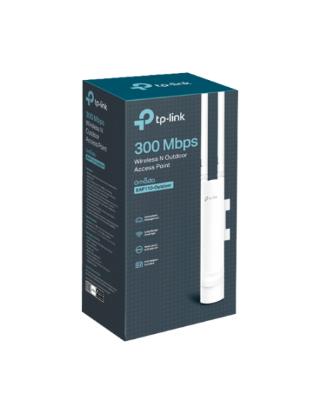 Access Point exterior, Wi-Fi 4, 300 Mbps, 3 dBi, 1 x RJ45 10/100 Mbps, PoE pasiv - TP-Link Omada EAP110-Outdoor