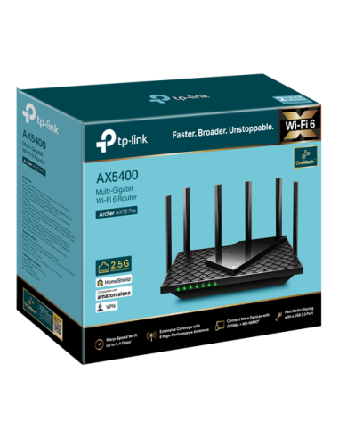 Router wireless TP-Link Archer AX72 Pro, AX5400, Wi-Fi 6, Dual-Band Gigabit, 1x2.5 Gigabit, USB 3.0, MU-MIMO ArcherAX72Pro