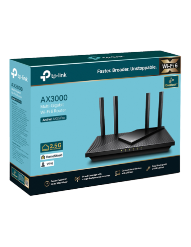 Router Wireless TP-Link Archer AX55 Pro AX3000 Dual-Band Wi-Fi 6 OFMA Beamforming HomeShield  ArcherAX55Pro