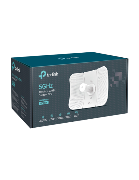 Bridge wireless, Wi-Fi 4, 5GHz, 23 dBi, 20 km, 1 x RJ45 10/100 Mbps, PoE pasiv - TP-Link CPE605