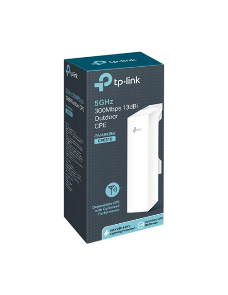 Access Point Bridge, Wi-Fi 4, 5GHz, 13 dBi, 15 km, 1 x RJ45 10/100 Mbps, PoE pasiv - TP-Link CPE510