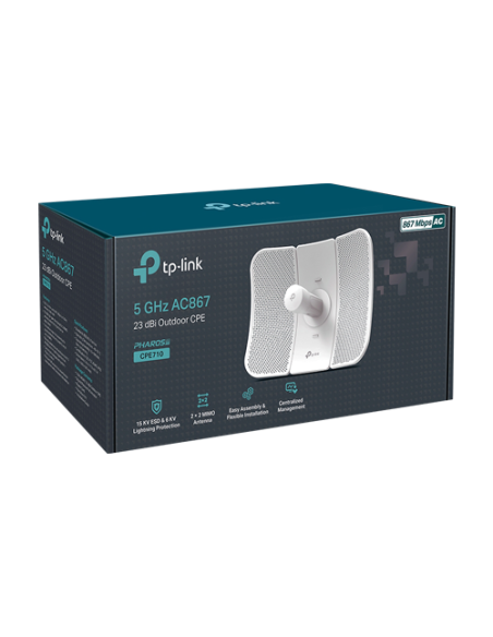 Bridge wireless, Wi-Fi 5, 5GHz, 23 dBi, 30 km, 1 x RJ45 Gigabit, PoE pasiv - TP-Link CPE710