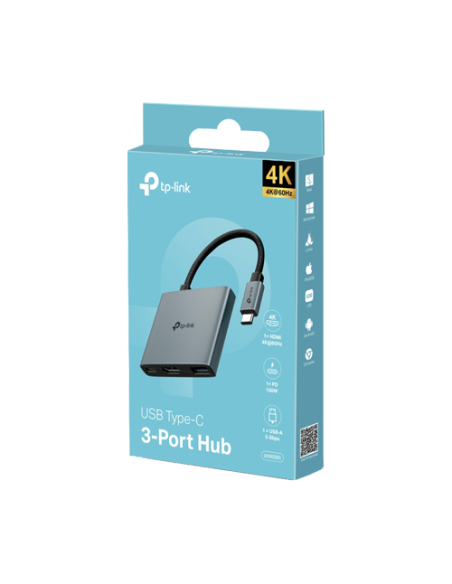 Hub USB-C 3-in-1, 1 x USB-C PD 100W, 1 x USB-A 5Gbps, 1 x HDMI 4K@60Hz - TP-Link UH3020C