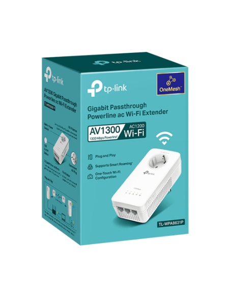 Powerline AV1300, Passthrough, Wi-Fi 5, AC1200 Dual-Band, 3 x RJ45 Gigabit - TP-Link TL-WPA8631P