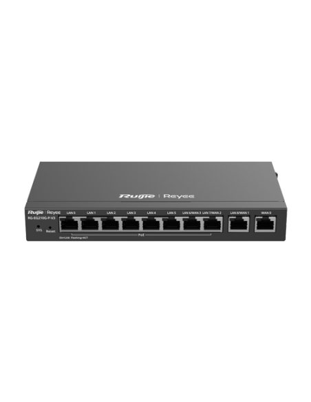 Router 8 x RJ45 1G PoE, 2 x RJ45 1G, Buget PoE 110W, Multi-WAN, Cloud Management - Ruijie RG-EG210G-P-V3