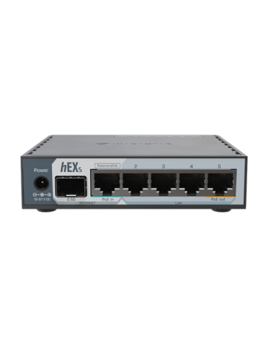 Router hEX, 5 porturi RJ45 Gigabit, 1 x SFP 2.5G, 1 x PoE Out, USB, PoE In - MikroTik E60iUGS