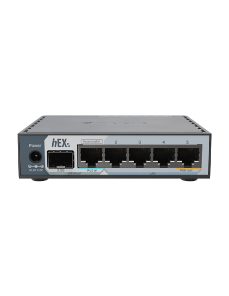 Router hEX, 5 porturi RJ45 Gigabit, 1 x SFP 2.5G, 1 x PoE Out, USB, PoE In - MikroTik E60iUGS