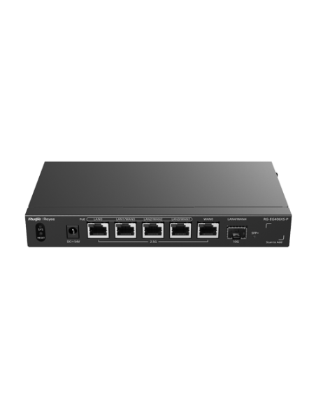 Router 5 x RJ45 2.5G (4 x PoE+), 1 x SFP+ 10G, Multi-WAN, Cloud Management - Ruijie Reyee RG-EG406XS-P