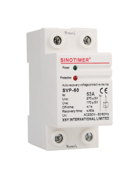 Releu siguranta digitala  de protectie tensiune, Sinotimer, SVP-60, 63A