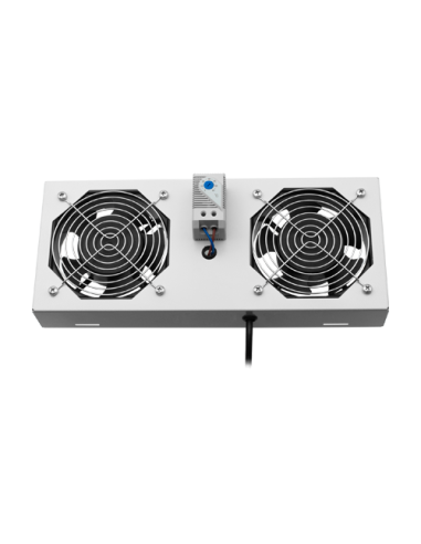 Modul 2 ventilatoare pentru rack SBW/EXIP55 19', cu termostat, RAL 7035 - ASYTECH Networking ASY-FAN-EXIP55-THM-2F