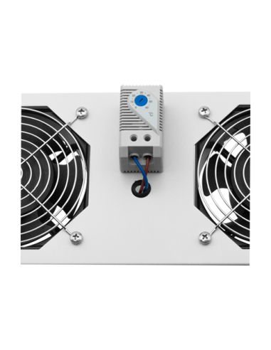 Modul 2 ventilatoare pentru rack SBW/EXIP55 19', cu termostat, RAL 7035 - ASYTECH Networking ASY-FAN-EXIP55-THM-2F