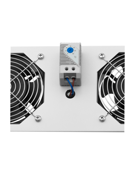 Modul 2 ventilatoare pentru rack SBW/EXIP55 19', cu termostat, RAL 7035 - ASYTECH Networking ASY-FAN-EXIP55-THM-2F