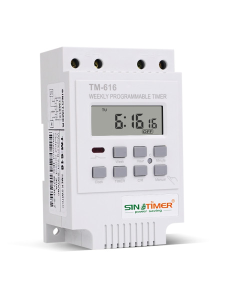 Temporizator orar digital programabil săptămânal 230V 30A cu controler electronic și releu, cronometru, montare pe șină DIN