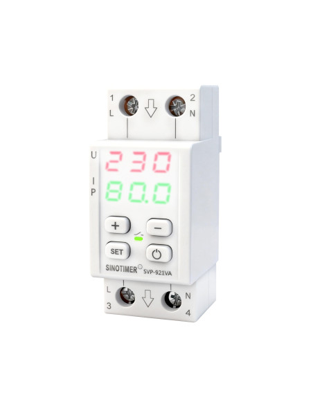 Protector tensiune si curent SINOTIMER SVP-921VA, 230V, 80A, protectie supratensiune, subtensiune si supracurent,  LED dual