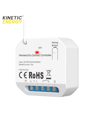 Controller Smart KINETIC ENERGY, 1 Canal Dry Contact 10A, 230V AC, WiFi + RF433 TUYA