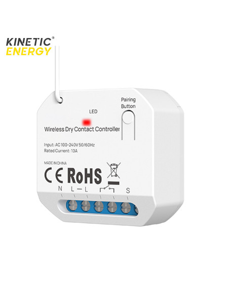 Controller Smart KINETIC ENERGY, 1 Canal Dry Contact 10A, 230V AC, WiFi + RF433 TUYA