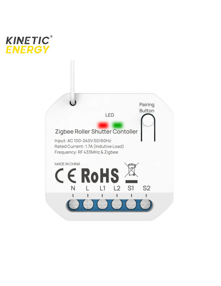 Controller Smart KINETIC ENERGY, pentru rulouri/ jaluzele, ZigBee + RF433 TUYA
