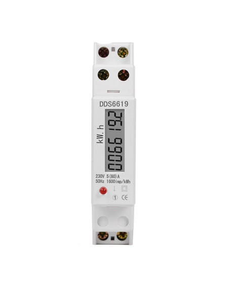 Contor monofazat de energie electrica, Sinotimer, 230V AC 50Hz, 5(60)A, ecran digital LED, DDS6619-002