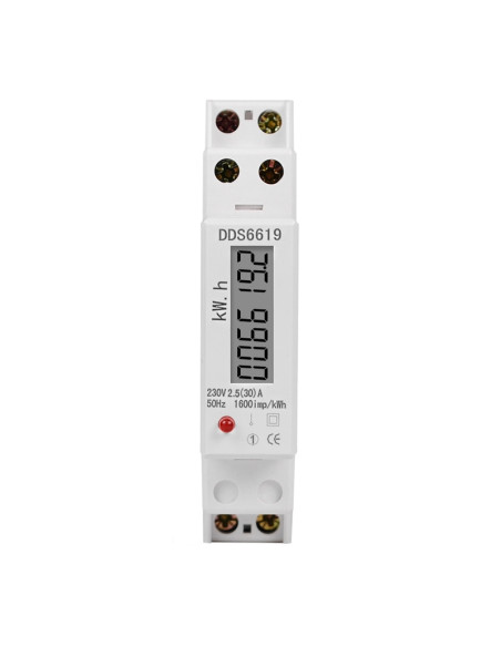 Contor monofazat de energie electrica, Sinotimer, 230V AC 50Hz, 2.5(60)A, ecran digital LED, DDS6619-002-30A