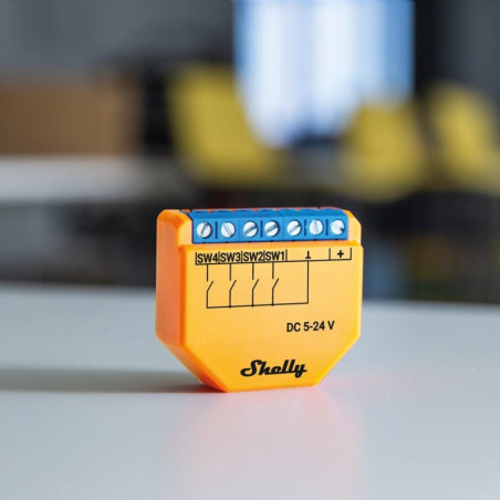 Shelly Plus i4 DC - Modul Smart cu 4 Intrări 5-24 VDC, Montaj în Doză (WiFi, Bluetooth)