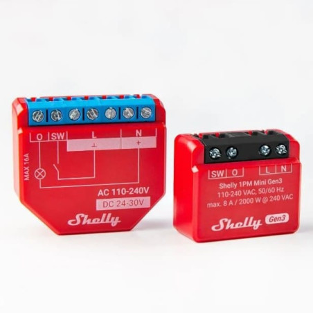 Shelly 1PM Mini Gen3 - Modul Smart 1 Canal cu Monitorizare Consum (WiFi, Bluetooth)