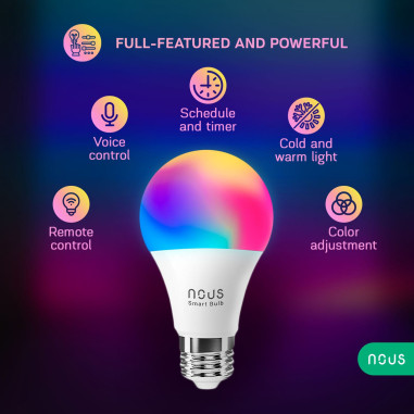 Bec LED Smart E27 RGB+CCT WiFi TUYA NOUS