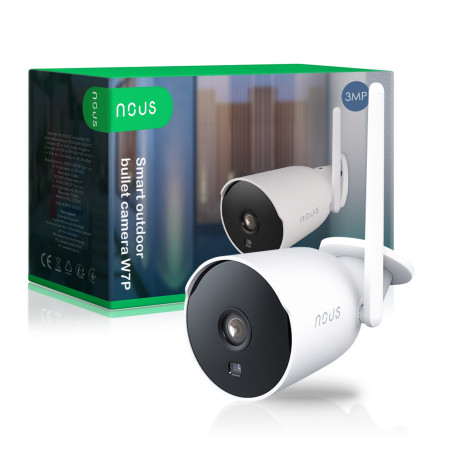 Cameră de Supraveghere de Exterior Bullet 3MP WiFi TUYA NOUS (Albă)