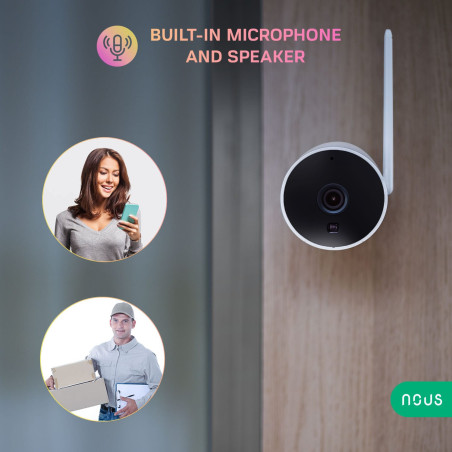 Cameră de Supraveghere de Exterior Bullet 3MP WiFi TUYA NOUS (Albă)