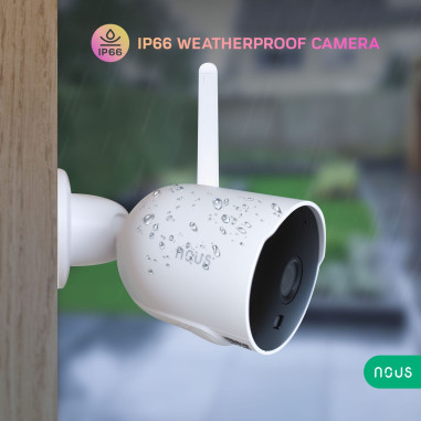 Cameră de Supraveghere de Exterior Bullet 3MP WiFi TUYA NOUS (Albă)