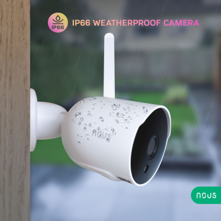 Cameră de Supraveghere de Exterior Bullet 3MP WiFi TUYA NOUS (Albă)
