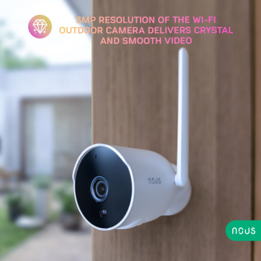 Cameră de Supraveghere de Exterior Bullet 3MP WiFi TUYA NOUS (Albă)