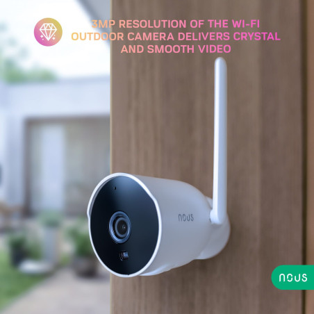 Cameră de Supraveghere de Exterior Bullet 3MP WiFi TUYA NOUS (Albă)