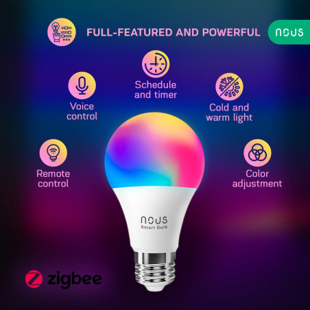 Bec LED Smart E27 RGB+CCT ZigBee TUYA NOUS