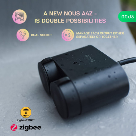 Priză Smart Dublă Pentru Exterior 16A ZigBee TUYA NOUS