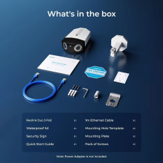 Cameră de Supraveghere IP de exterior PoE 16MP UHD Dual-Lens 180° Reolink Duo 3 PoE 2
