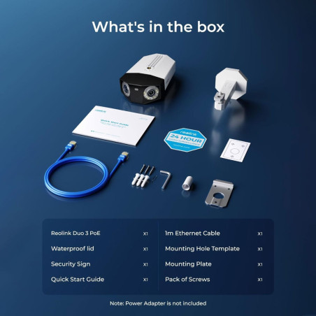 Cameră de Supraveghere IP de exterior PoE 16MP UHD Dual-Lens 180° Reolink Duo 3 PoE