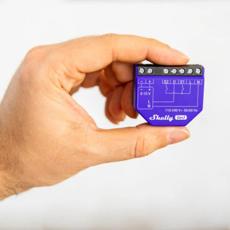 Shelly Dimmer 0/1-10V PM Gen3 - Modul Smart 1 Canal Dimmer cu Monitorizare Consum (WiFi, Bluetooth)