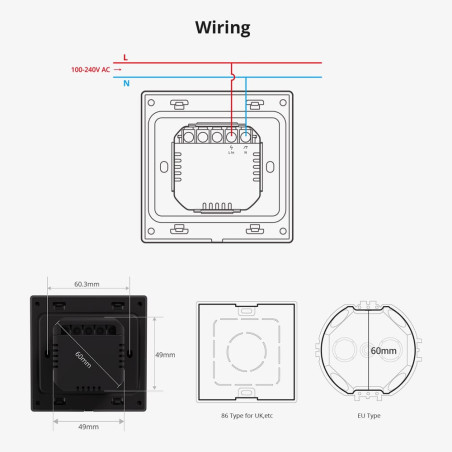 SONOFF NSPANEL PRO Panou de Control Tactil, Montaj in Doză (WiFi, Bluetooth, Zigbee) negru